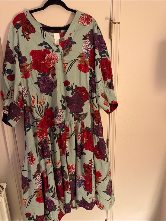 H&M Dresses & Skirts - H&M Floral Maxi Dress in Mint with Red & Purple Blooms